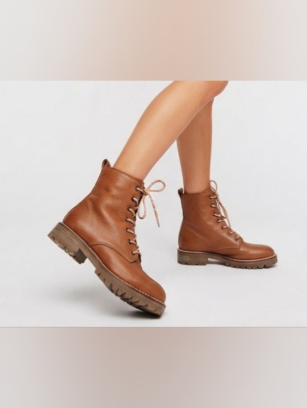 Madewell Brown Leather Lace-Up Combat Lug Sole Boots Size 7 / Style MA 979